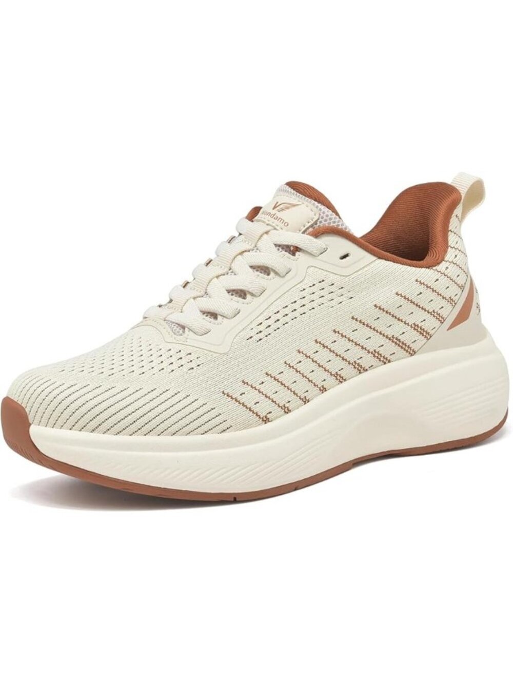 Women's Beige/Khaki Walking Shoes Slip on Comfortable Running Tennis Sneakers